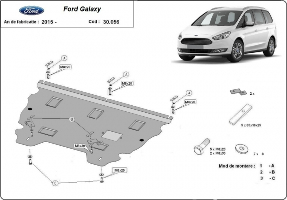 Cache sous moteur et de la boîte de vitesse Ford Galaxy 3