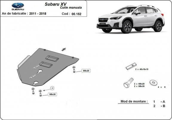 Cache de protection de la boîte de vitesse Subaru XV - manuelle