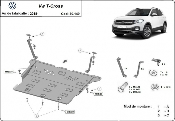 Cache sous moteur et de la boîte de vitesse VW T-Cross