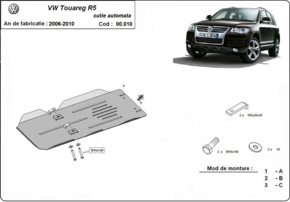 Cache de protection de la boîte de vitesse automatique  Volkswagen Touareg 7L  