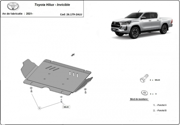Cache Sous Moteur Toyota Hilux Invincible - Aluminium