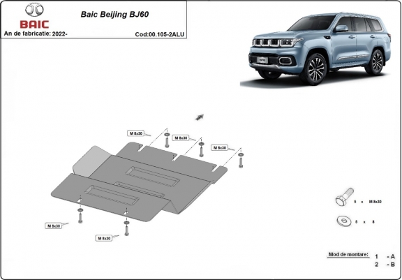 Cache de protection de la cas de transfert en aluminium Baic Beijing BJ60