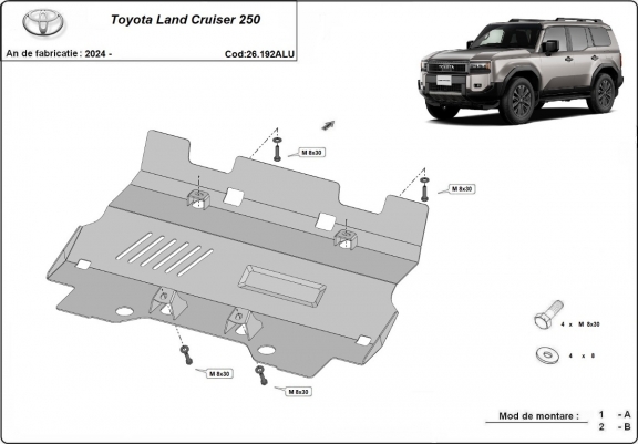 Cache de protection de radiateur Toyota Land Cruiser 250 - Aluminium