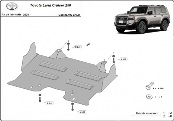 Cache sous moteur Toyota Land Cruiser 250 - Aluminium