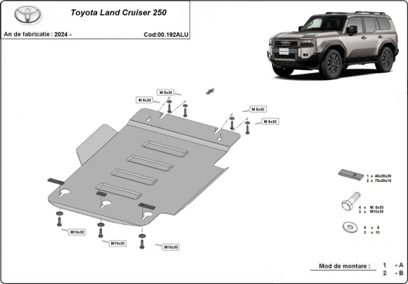 Cache de protection aluminium de la boîte de vitesse Toyota Land Cruiser 250