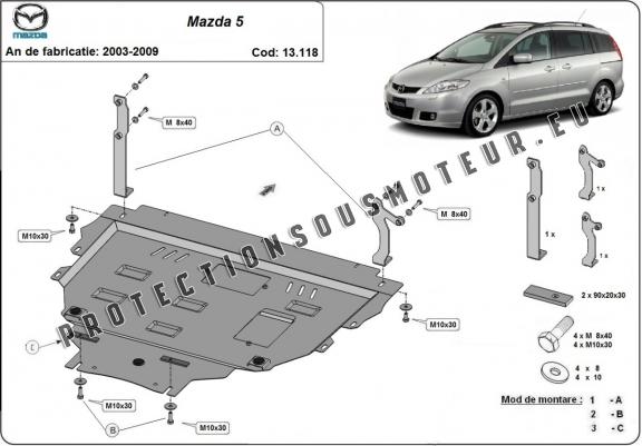 Cache sous moteur et de la boîte de vitesse Mazda 5