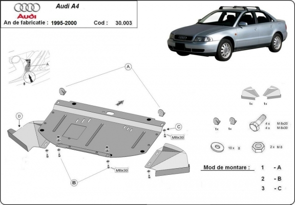 Cache sous moteur et de la radiateur Audi A4  B5