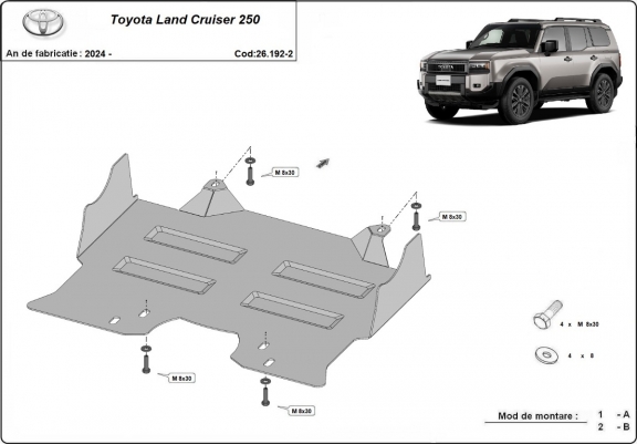 Cache sous moteur Toyota Land Cruiser 250 