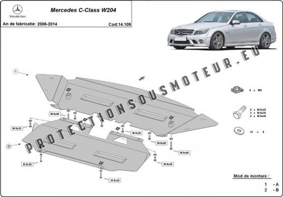 Cache sous moteur et de la radiateur Mercedes C-Class W204