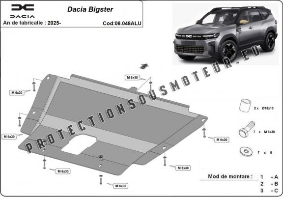 Cache sous moteur et de la boîte de vitesse Dacia Bigster Aluminium - 4x4 + 4x2  