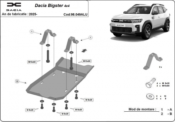 Cache de protection du différentiel Dacia Bigster 4x4