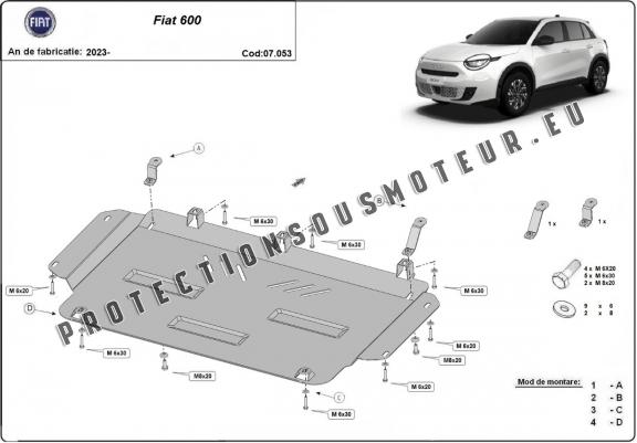 Cache sous moteur et de la boîte de vitesse Fiat 600
