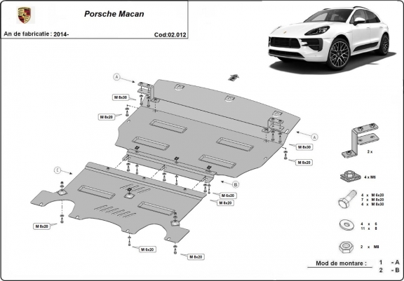 Cache sous moteur et de la radiateur Porsche Macan
