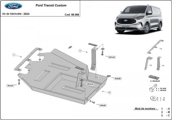 Cache de protection réservoir AdBlue Ford Transit Custom