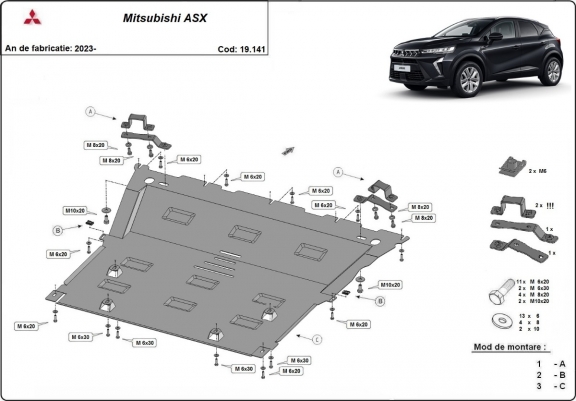 Cache sous moteur et de la boîte de vitesse Mitsubishi ASX