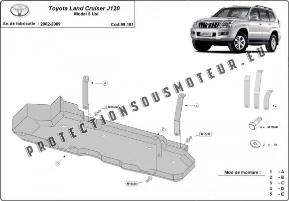 Cache de protection de réservoir Toyota Land Cruiser J120 - uniquement pour le modèle 5 portes