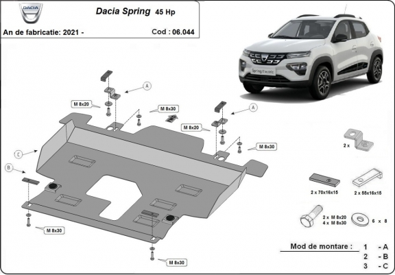 Cache sous moteur et de la boîte de vitesse Dacia Spring