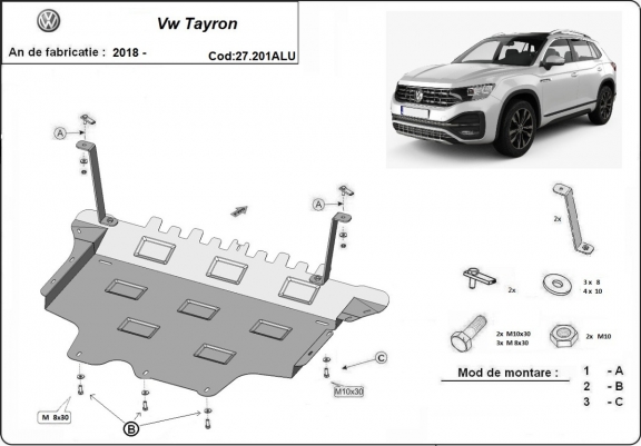 Cache sous moteur et de la boîte de vitesse en aluminium VW Tayron