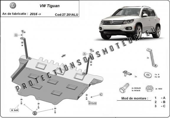 Cache sous moteur et de la boîte de vitesse VW Tiguan - Aluminium