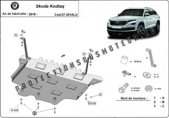Cache sous moteur et de la boîte de vitesse en aluminium Skoda Kodiaq
