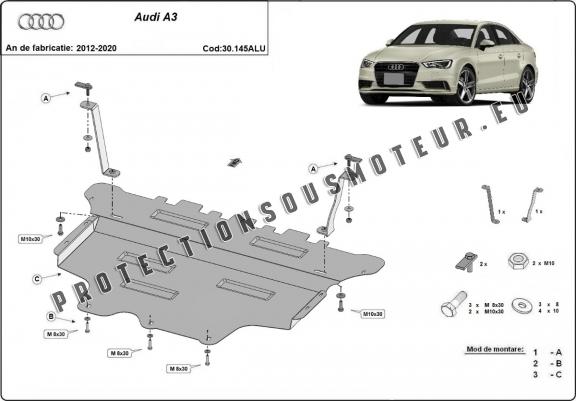 Cache sous moteur et de la boîte de vitesse en aluminium Audi A3
