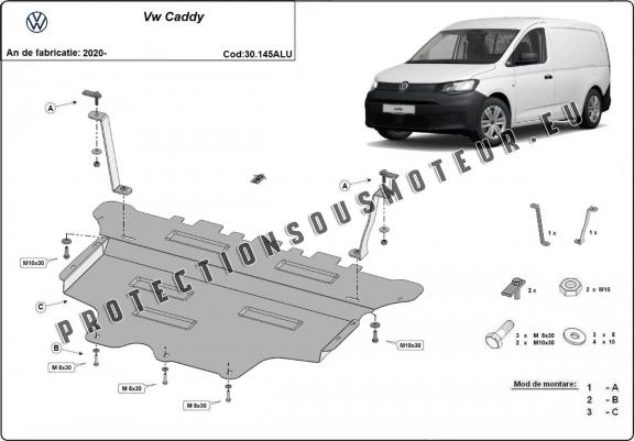 Cache sous moteur et de la boîte de vitesse VW Caddy - Aluminium