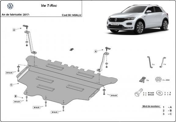 Cache sous moteur et de la boîte de vitesse en aluminium Volkswagen T-Roc 