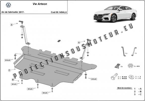 Cache sous moteur et de la boîte de vitesse VW Arteon - Aluminium