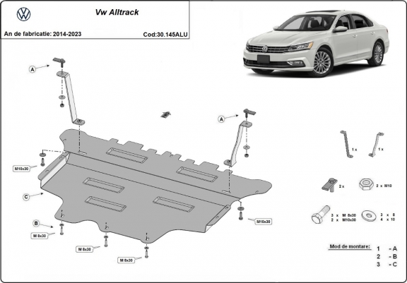 Cache sous moteur et de la boîte de vitesse en aluminium VW Passat Alltrack