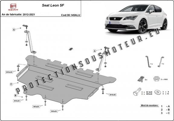 Cache sous moteur et de la boîte de vitesse en aluminium Seat Leon Mk3 5F