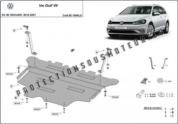 Cache sous moteur et de la boîte de vitesse en aluminium VW Golf 7