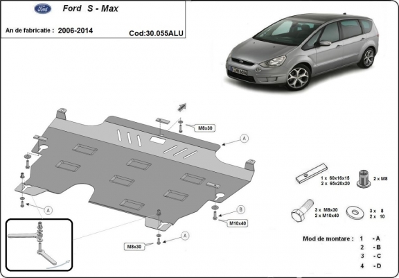 Cache sous moteur et de la boîte de vitesse en aluminium Ford S-Max