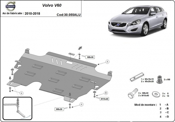 Cache sous moteur et de la boîte de vitesse en aluminium Volvo V60
