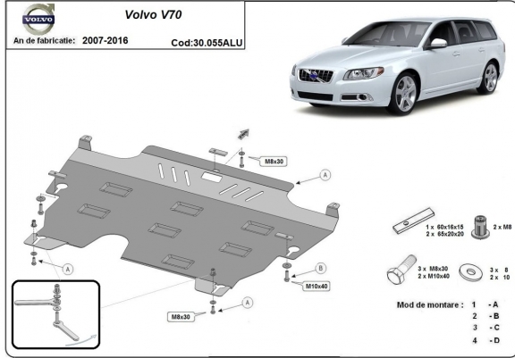 Cache sous moteur et de la boîte de vitesse en aluminium Volvo V70
