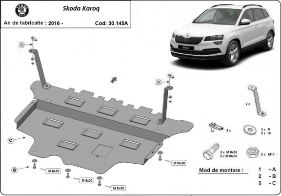 Cache sous moteur et de la boîte de vitesse Skoda Karoq - Boîte de vitesse automatique