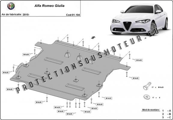 Cache sous moteur et de la boîte de vitesse Alfa Romeo Giulia
