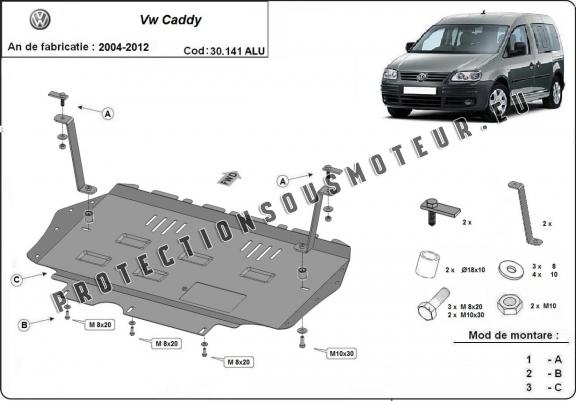Cache sous moteur et de la boîte de vitesse en aluminium VW Caddy
