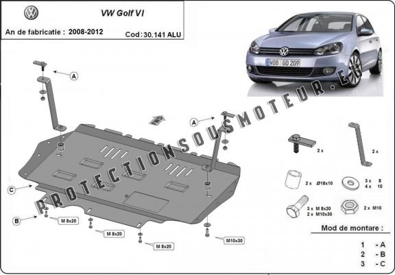 Cache sous moteur et de la boîte de vitesse en aluminium VW Golf 6