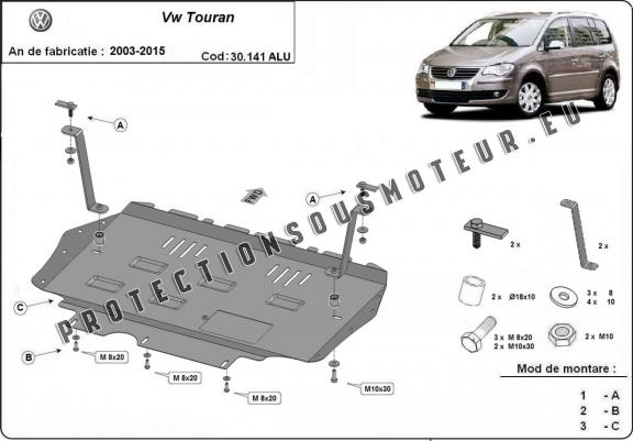 Cache sous moteur et de la boîte de vitesse en aluminium Volkswagen Touran