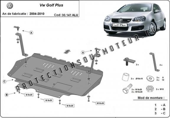 Cache sous moteur et de la boîte de vitesse en aluminium VW Golf Plus