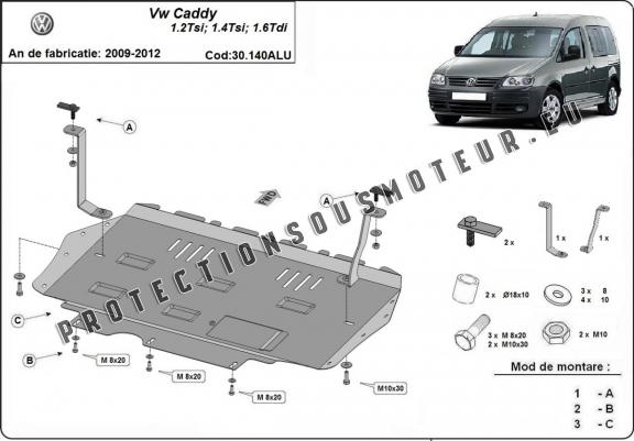 Cache sous moteur et de la boîte de vitesse en aluminium Volkswagen Caddy 