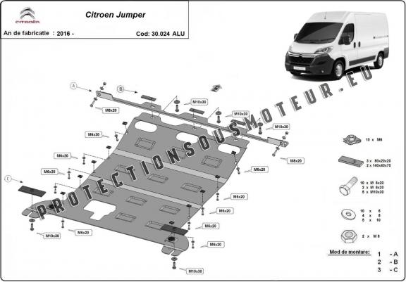 Cache sous moteur et de la boîte de vitesse en aluminium Citroen Jumper