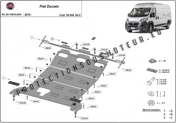 Cache sous moteur et de la boîte de vitesse en aluminium Fiat Ducato