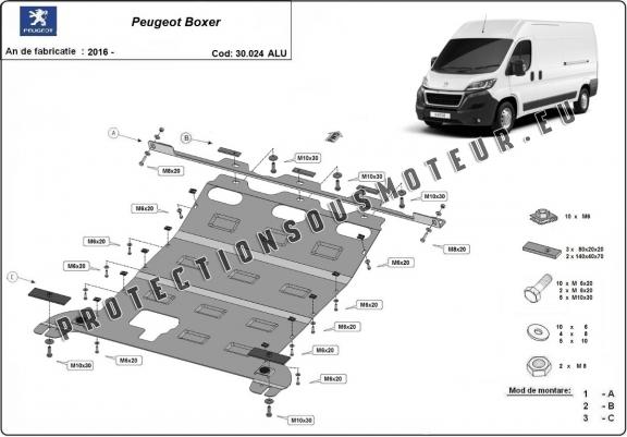 Cache sous moteur et de la boîte de vitesse en aluminium Peugeot Boxer
