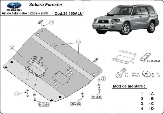 Cache sous moteur et de la boîte de vitesse en aluminium Subaru Forester 2
