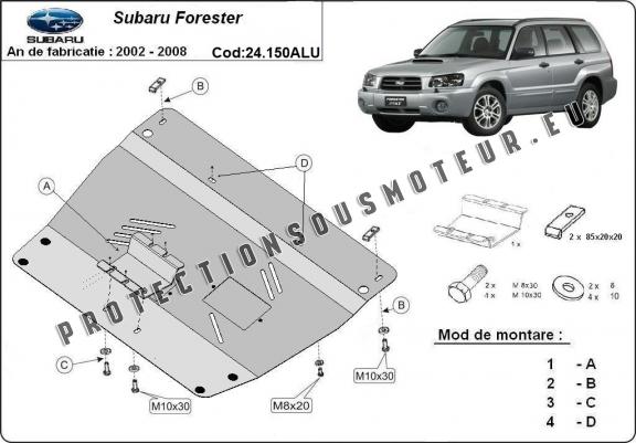 Cache sous moteur et de la boîte de vitesse en aluminium Subaru Forester 2