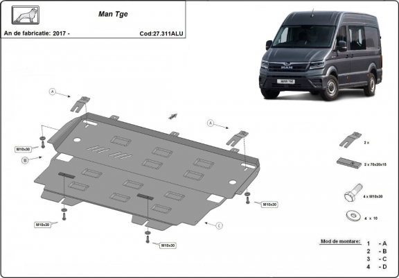 Cache sous moteur et de la boîte de vitesse en aluminium MAN Tge