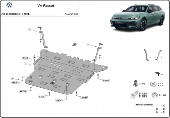Cache sous moteur et de la boîte de vitesse VW Passat 