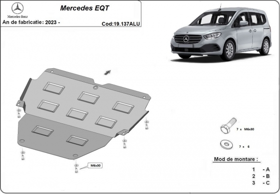 Cache sous moteur et de la boîte de vitesse en aluminium Mercedes EQT