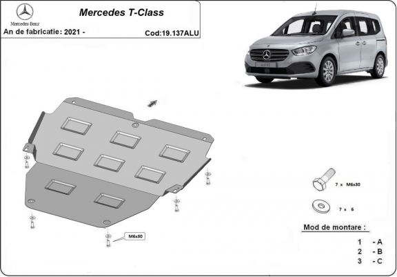 Cache sous moteur et de la boîte de vitesse en aluminium Mercedes T-Class